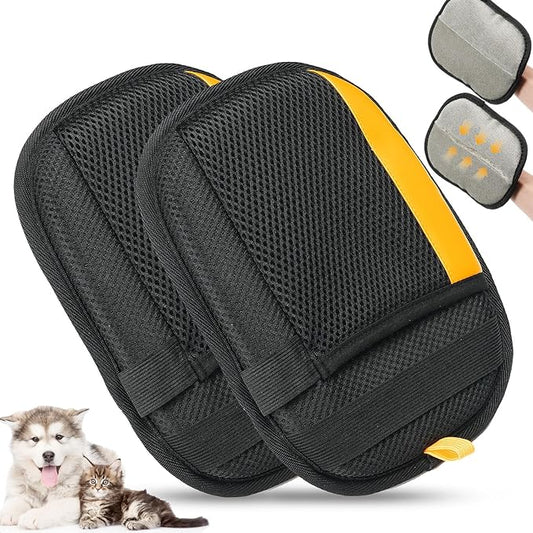 2 Pack Electrostatic Pet Hair Removal Gloves, 2025 New Upgrade Magic Brush Pet Hair Remover Tool, Washable Reusable Cats and Dogs Grooming Gloves for Laundry, Couch, Car Seat, Furniture