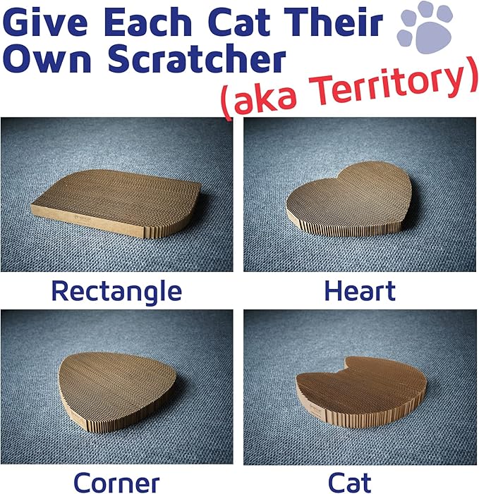 Cat Scratcher by Americat – Made in USA Cardboard Scratching Pad & Lounger – X Large, 2-Sided, Heavy, No-Shedding, Long-Lasting (Corner)