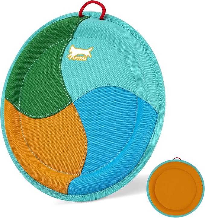 Dog Flying Disc Dog Flyer Toy for Fetch, Durable Nylon 9.5" Diameter with Soft and Thick Edges, Gentle on Teeth & Gums, Lightweight & Water Floating, Outdoor Play for All Breeds (A-Blue/Orange)