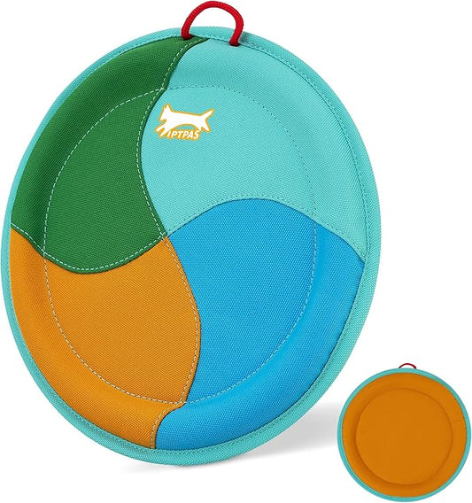Dog Flying Disc Dog Flyer Toy for Fetch, Durable Nylon 9.5" Diameter with Soft and Thick Edges, Gentle on Teeth & Gums, Lightweight & Water Floating, Outdoor Play for All Breeds (A-Blue/Orange)