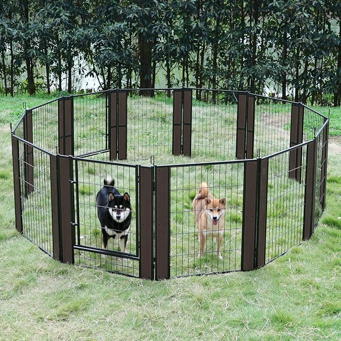 Heavy Duty Dog Playpen 32 Inch Height - Indoor Outdoor Pet Fence Enclosure for Medium and Small Dogs - Foldable Puppy Exercise Pen for Indoor and RV Camping or Yard (12 Panels, 35.4" H (Black))