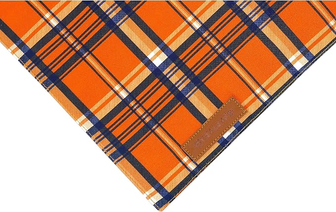 Realeaf Fall Dog Bandanas 2 Pack, Reversible Orange Plaid Holiday Pet Scarf for Boy and Girl, Premium Durable Fabric, Halloween Thanksgiving Bandana for Small and Medium Dogs (Small)