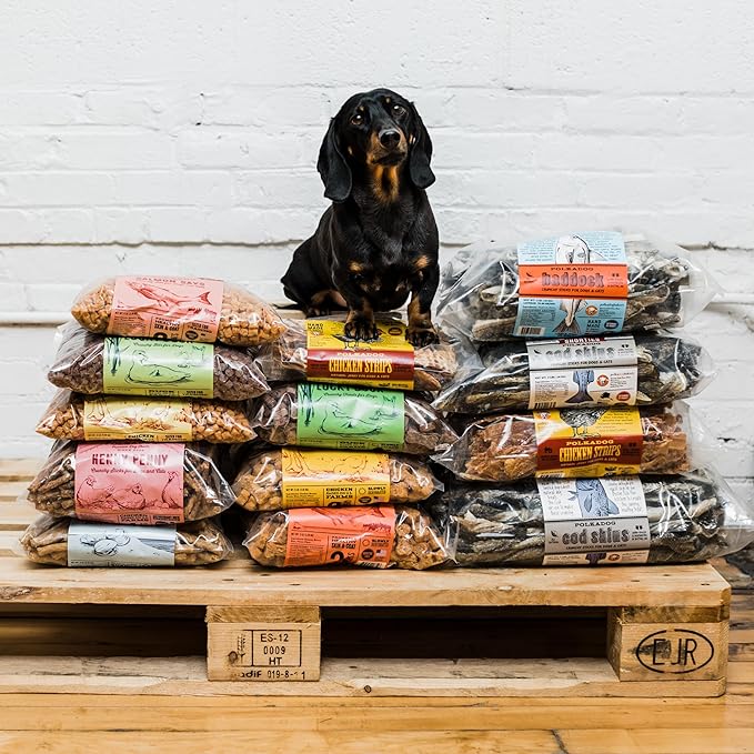 Polkadog Cod Skins for Dogs (2lb Regular) - Single Ingredient, Wild-Caught Fish Skin Dog Treats for All Breeds – High in Lean Protein & Omega-3. Hypoallergenic, Grain Free. Handcrafted & Made in USA