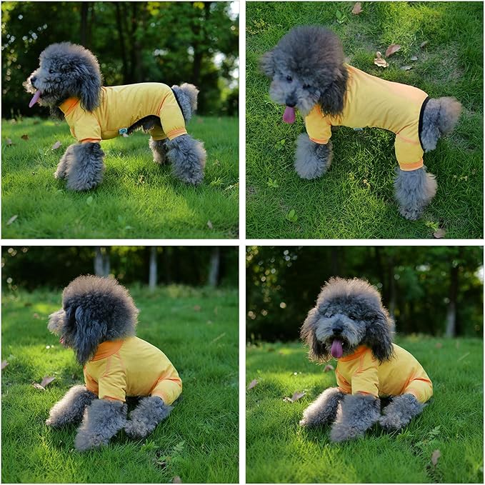 LoveLongLong Dog Jumpsuit with UV Protection and Quick-Dry Fabric for Spring Summer Pet Pajamas Yellow S