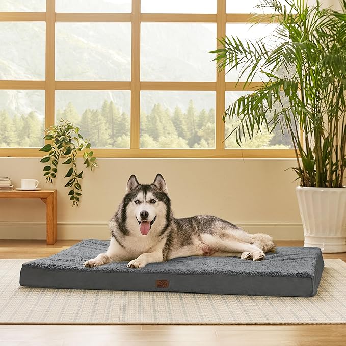Bedsure Giant Dog Bed for Jumbo Dogs - 54" x 44" Flat Pet Beds with Removable Washable Cover, Orthopedic Egg Crate Foam Mat for Pet Up to 150 lbs, Not for Crate