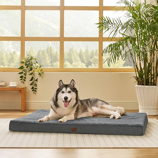Bedsure Giant Dog Bed for Jumbo Dogs - 54" x 44" Flat Pet Beds with Removable Washable Cover, Orthopedic Egg Crate Foam Mat for Pet Up to 150 lbs, Not for Crate