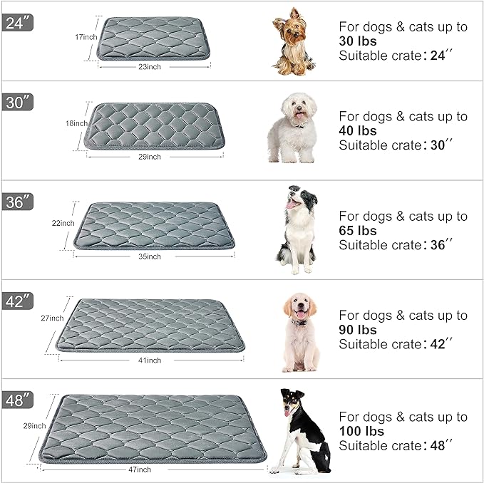 Dog Crate Mats,Soft Kennel Pads Washable with Anti-Slip Bottom,Dog Kennel Pads for Sleeping,Pets Mattress Cat Dog Beds for Large Medium Dogs(35x22,Grey)