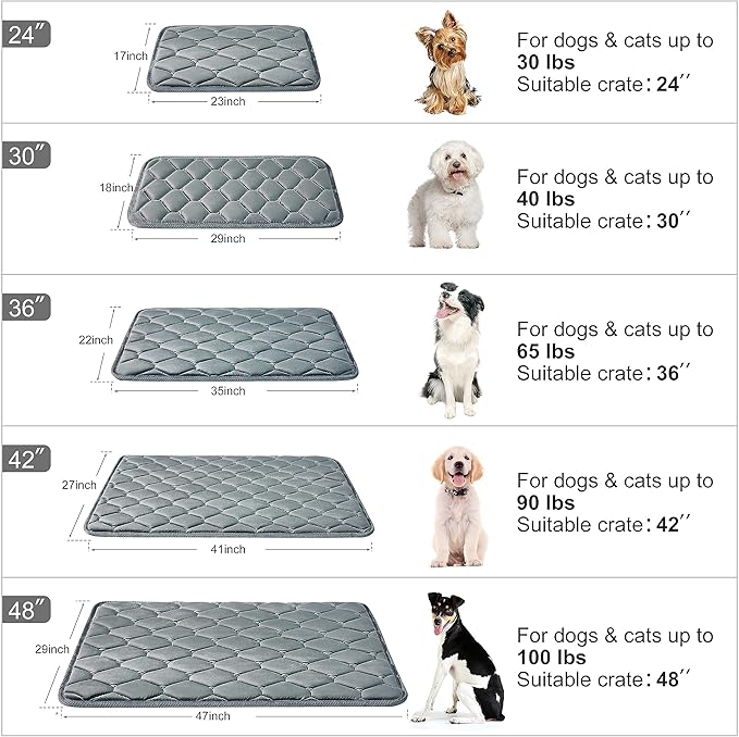 Dog Crate Mats,Soft Kennel Pads Washable with Anti-Slip Bottom,Dog Kennel Pads for Sleeping,Pets Mattress Cat Dog Beds for Large Medium Dogs(29x18,Grey)