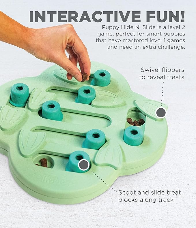 Outward Hound by Nina Ottosson Puppy Hide N' Slide Treat Puzzle Enrichment Dog Toy, Green