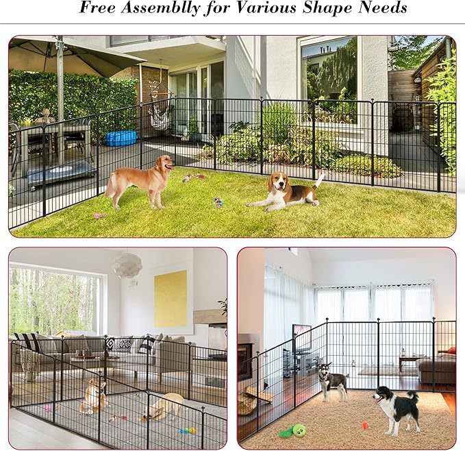 Dog Playpen, 40 inch 8 Panels Dog Fence Outdoor Heavy Duty Dog Pen for Large/Medium/Small Dogs, Indoor Puppy Playpen with Door Portable Pet Fence for RV Camping, Yard