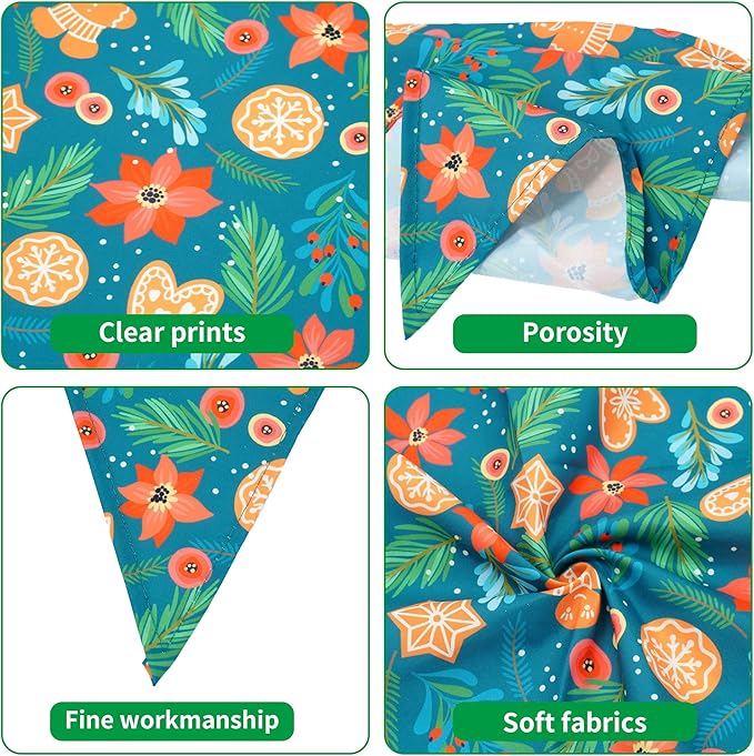 Christmas Dog Bandanas for Small Dogs Breed 7 Pcs Stitching Edge Christmas Dog Bandanas Adjustable Scarves Puppy Grooming S