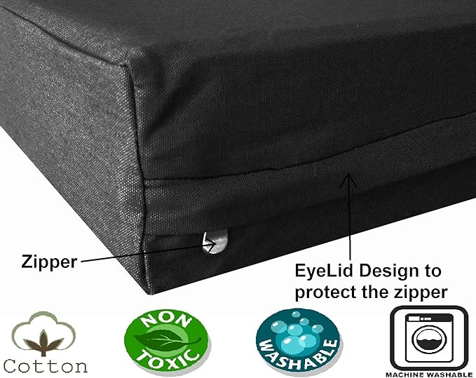 Dogbed4less Extra Large True Orthopedic Gel Memory Foam Dog Bed, Waterproof Liner and Durable Black Canvas Cover, XL 40X35X4 Inch