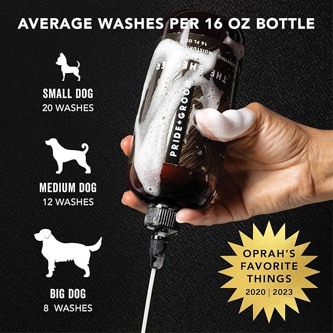 Pride and Groom The Shedder | Dog Deshedding Shampoo | All Natural Body Wash with Essential Oils & Ingredients That Reduce Pet Shedding & Fur Dander for Curly and Wavy Coats – 16oz