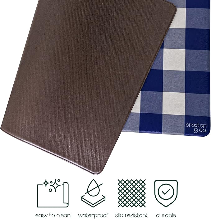 CROXTON & CO. Non-Slip Faux Leather Pet Feeding Mat for Dog Bowls | Large Bowl Mat for Food and Water | Durable, Easy-to-Clean Pet Food Mat for Floors | Size: 12"x18"