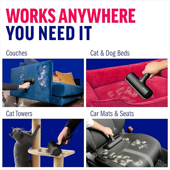 ChomChom Roller Pet Hair Remover – Original Size Reusable Lint Roller for Cat & Dog Hair on Furniture, Couch, Carpet, Car, Rugs & Bedding – Portable, Eco-Friendly (Black)