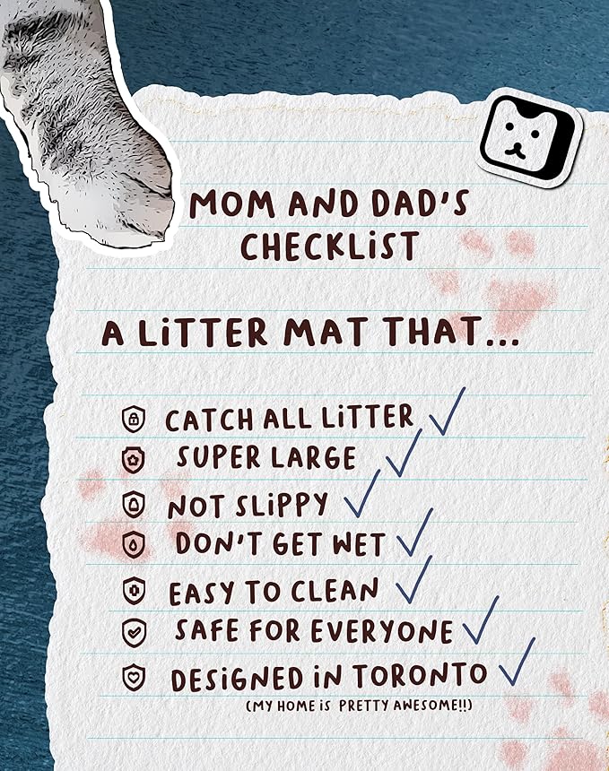 Lukamoo® Cute Cat Litter Mat (30‘’x20’’), Large/L, for Kitty Litter & Cute Cat Litter Box, Litter Trapping Mat (Large (30'' x 20''), Cassette)