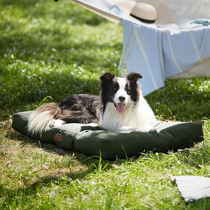 Bedsure Dog Beds Large Sized Dogs - Washable Pet Bed Mattress with Oxford Fabric, Pet Pillow Cushion for Crate, Grey Dog Mat Outdoor, 36x27x4, Lentil Sprout