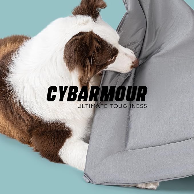 Cybarmour Chew Proof Dog Crate Pad - Outdoor Indestructible Dog Bed - Tough - Potable - Machine Washable - Water & Dirt-Resistant - Jumbo Breeds & Fits 54-Inch Crate - 53"x35", Limestone