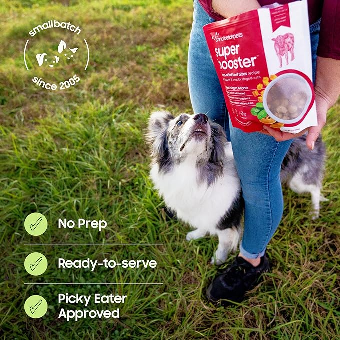 smallbatch Freeze Dried Dog Treats, Superfood Food Topper Duck Bites for Dogs & Cats, Probiotics, Organic Ingredients, High Protein, Grain Free Healthy Treat or Food Topper, Made in The USA, 7 oz Bag