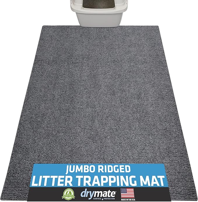 Drymate Jumbo Cat Litter Trapping Mat, (Ridged Design), Traps Litter & Mess from Box, Soft on Kitty Paws, Absorbent, Waterproof, Urine-Proof, Machine Washable, Durable, (USA Made) (36" x 47")