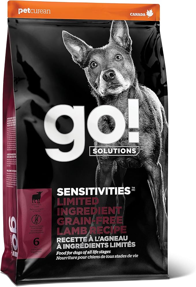Go! Solutions Sensitivities Limited Ingredients, Grain-Free Dry Dog Food, Lamb Recipe for Sensitive Stomach, 12 lb Bag