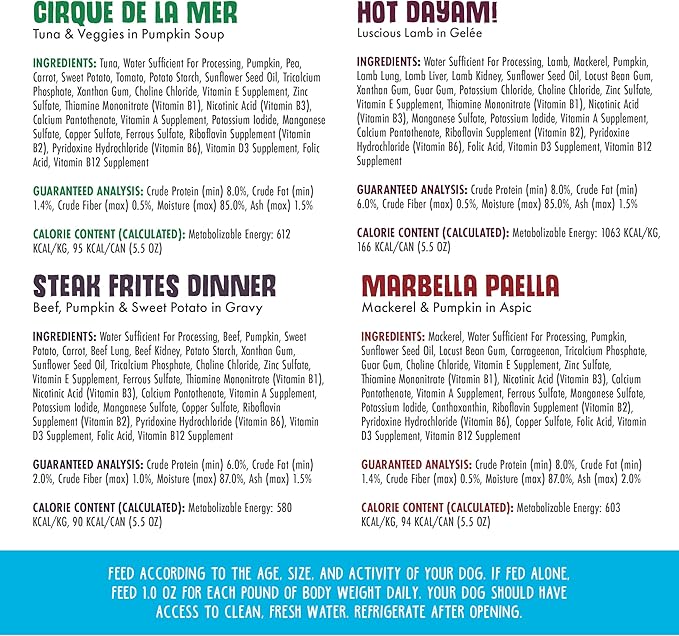 Weruva Classic Dog Food, Variety Pack, Chicken Free, Just 4 Me, Wet Dog Food, 5.5oz Cans (Pack of 24)