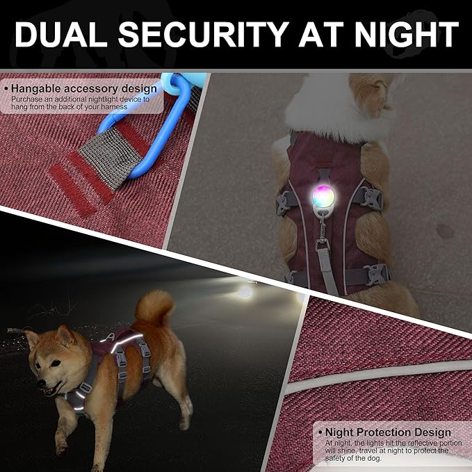 Escape Proof Dog Harness Small Sized Dog, Reflective No Pull Dog Vest with Handle, Lightweight Full Body Pet Harness Adjustable for Walking,Training(Blue,Chest:16-27")