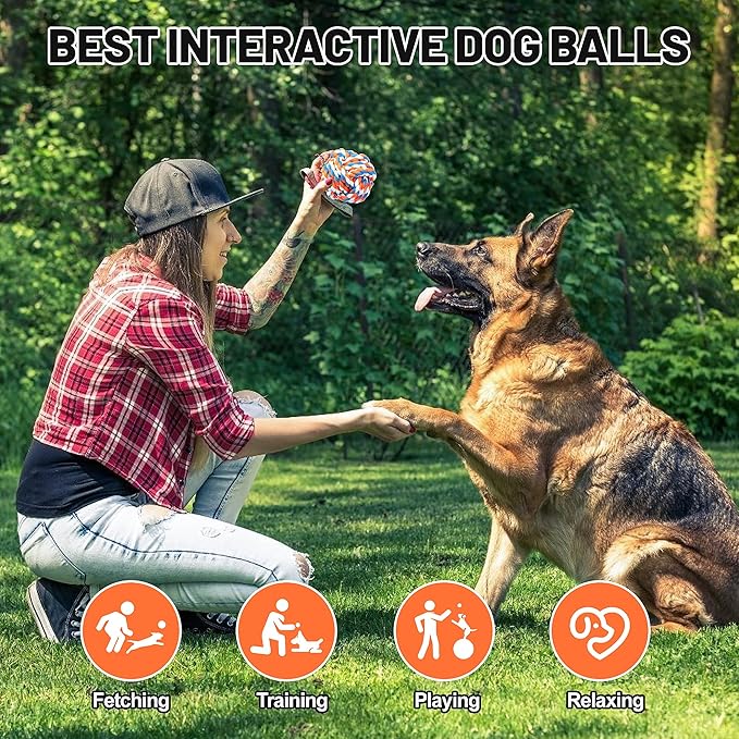 Dog Chew Rope Balls Toys for Aggressive Chewers, 10 Pieces Durable Dog Balls for Medium and Small Breeds Cotton Chew Toys for Puppies Teething No Large Dogs