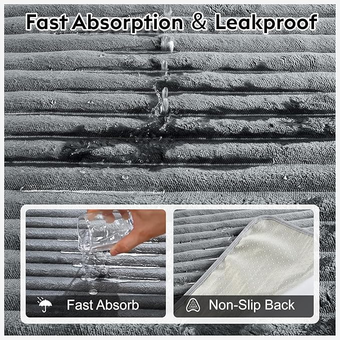 Flannel Washable Pee Pad for Dogs - 1 Pack Reusable Dog Pee Pads Extra Large, Fast Absorb Pet Playpen Mat with Non-Slip Back, Waterproof Puppy Training Pad. (Dark Grey, 72" X 72")