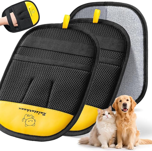 Pet Hair Removal Glove，2025 Newly Upgraded Reusable Magic Brush Pet Hair Remover Glove for Cats & Dogs，Pet Hair Remover Tool for Couch,Curtain, Clothing, Carpet, Car Seat (2Pcs)