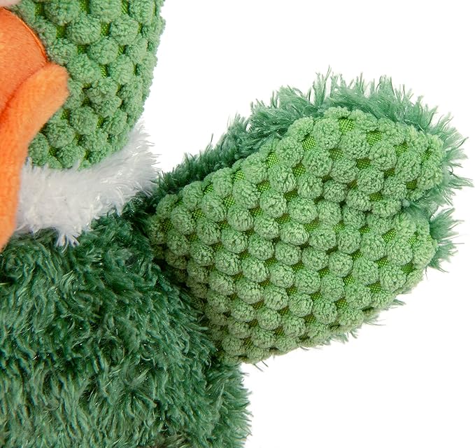 goDog Checkers Sitting Duck Squeaky Plush Dog Toy, Chew Guard Technology - Green, Large