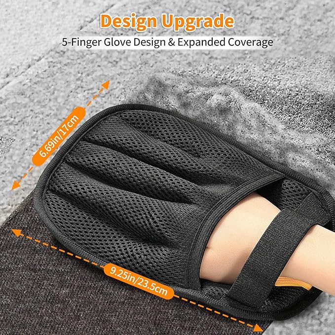 2Pcs Pet Hair Removal Glove for Cats & Dogs, 2025 Newly Upgraded Five-Finger Electrostatic Pet Hair Gloves, Reusable Pet Hair Remover Tool for Couch, Clothing, Car Seat,Carpet