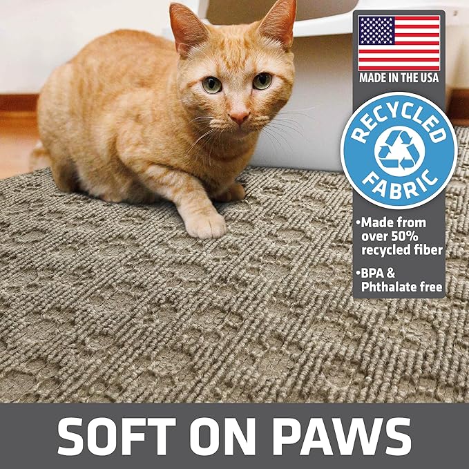 Drymate Premium Cat Litter Trapping Mat (Debossed Paw), Traps Mess from Box, Protects Floors, Urine-Proof, Machine Washable, Soft on Kitty Paws, Absorbent, Waterproof (USA Made, Recycled Content)