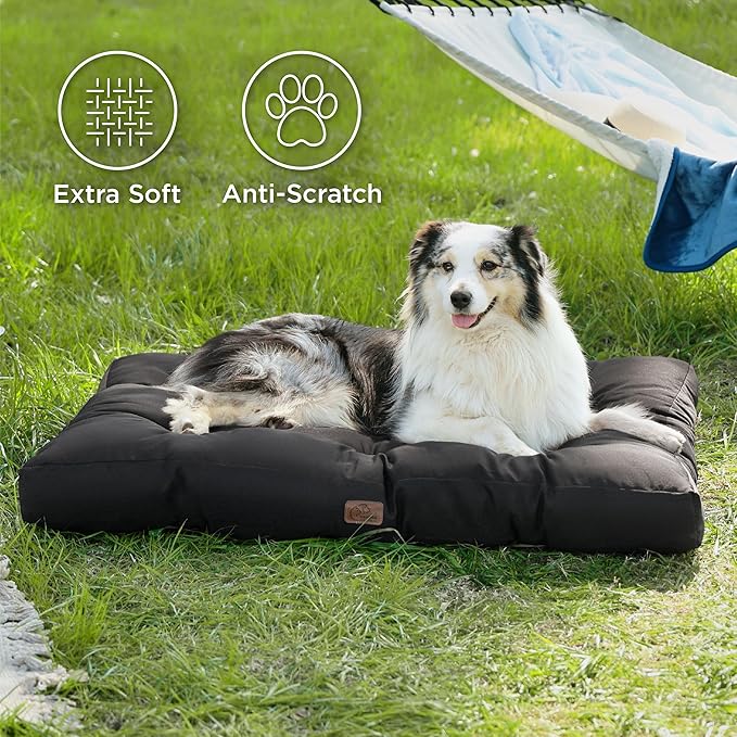 Bedsure Extra Large Dog Bed - Washable Giant Pet Bed Mattress with Oxford Fabric, Water Resistant Flat Pet Pillow Bed for XL Dog Crate, 44x35x4, Black