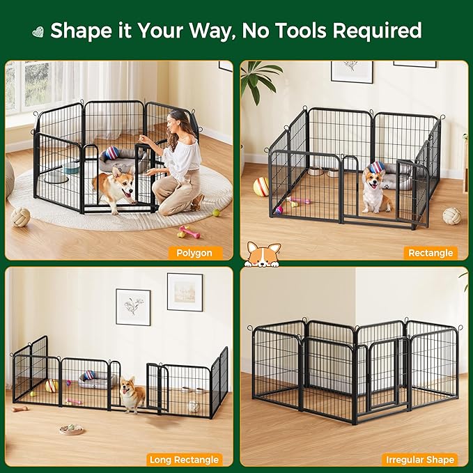 Yaheetech Dog Playpen Outdoor, 24 inch 24 Panels Dog Pen Indoor Heavy Duty Puppy Exercise Pen Metal Pet Fence for RV Camping/Yard/Garden