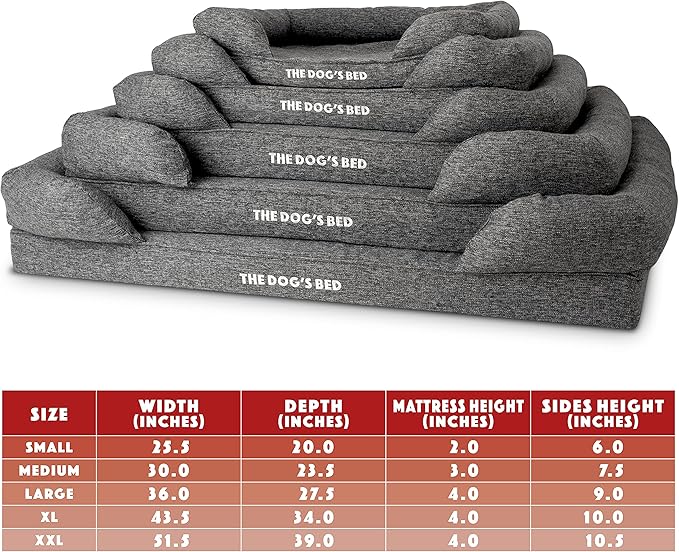 The Dog’s Bed, XL Grey Poly-Linen, Memory Foam, Pain Relief: Arthritis, Hip & Elbow Dysplasia, Post Surgery, Lameness, Supportive, Calming, Waterproof Washable Cover