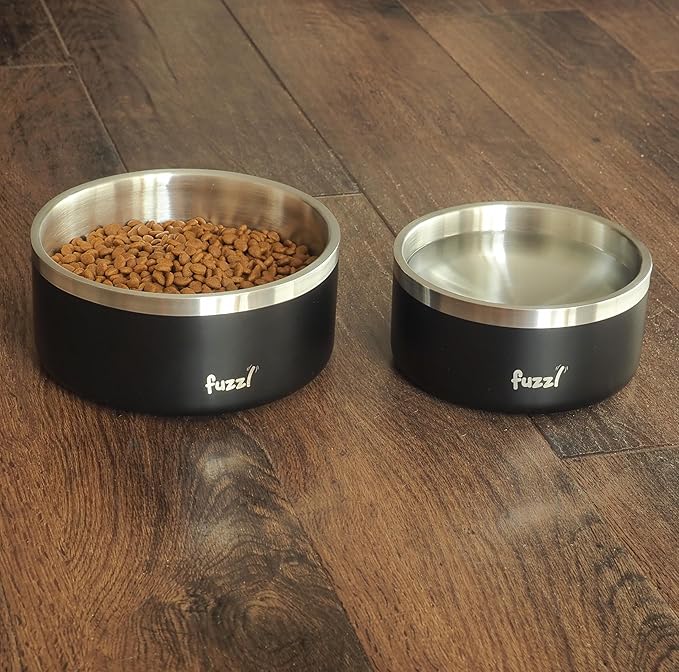 Titan Dog Bowl 8 inch - Matt Black Insultated Thermal Bowl for Indoors and Outdoors with Rubber Base - Versatile Dog Bowls and Water Bowl for Hydration and Feeding for Large and XL Dogs