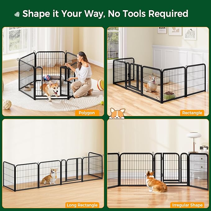 Yaheetech Dog Playpen Outdoor, 24 inch 6 Panels Dog Pen Indoor Heavy Duty Puppy Exercise Pen Metal Pet Fence for RV Camping/Yard/Garden