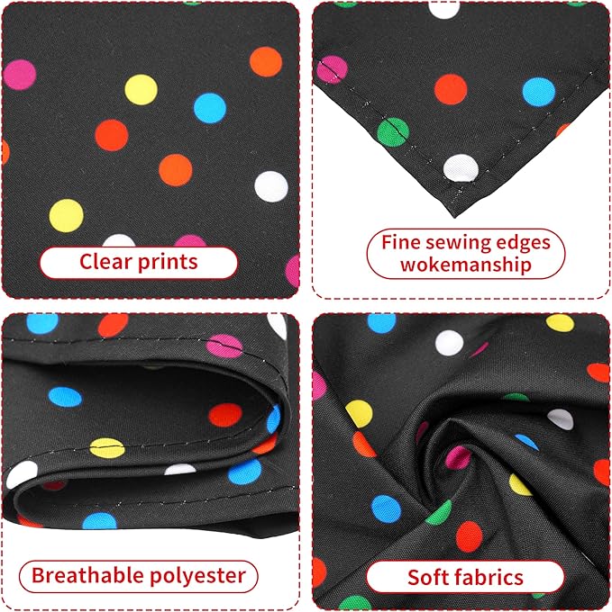 7 PCS Polka Dot Dog Bandanas for Small Dogs Stitching Edge Dog Bandanas for Puppy Doggy Print One Side Scarves Party Grooming S