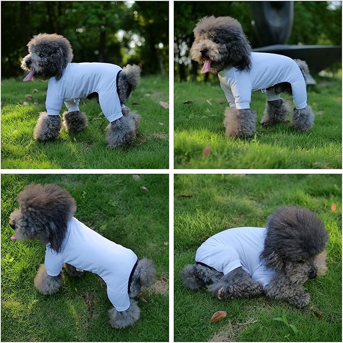LoveLongLong Dog Jumpsuit with UV Protection and Quick-Dry Fabric for Spring Summer Pet Pajamas White M