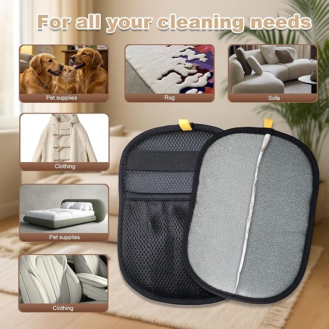 4PCS Pet Hair Removal Glove for Cats & Dogs, Upgraded Five-Finger Electrostatic Pet Hair Remover Glove, Reusable Magic Brush Pet Hair Removal Tool for Laundry, Couch, Carpet & Car Seat