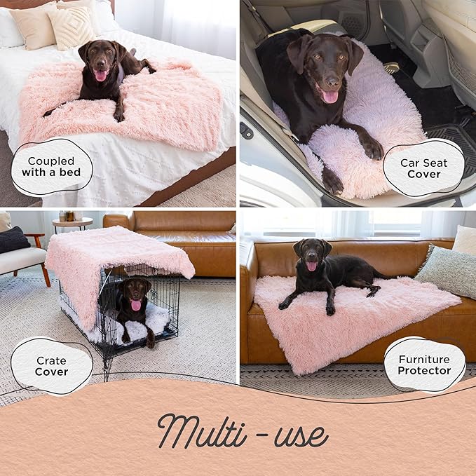 Best Friends by Sheri Calming Shag Dog Blanket – Ultra Soft Faux Fur Pet Throw, Anxiety-Relief, Lightweight Warm Bed Cover for Dogs and Cats, Machine Washable, Candy Pink, 40" x 50"