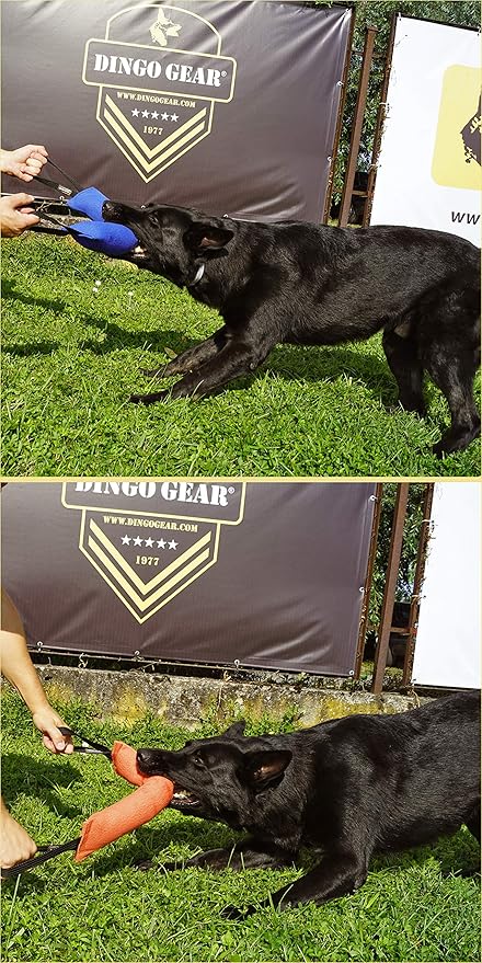 Dingo Gear French Linen tug Toy for Dog, Dog Bumper for Training, Agility, tug of war, Dog bite Pillow for Strong Dog, 2handles 18" red S00068