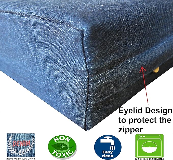 Dogbed4less Memory Foam Dog Bed for Extra Large Dogs, Orthopedic Ultra Plush Mattress, Thick Waterproof Lining and Durable Blue Denim Cover, Jumbo