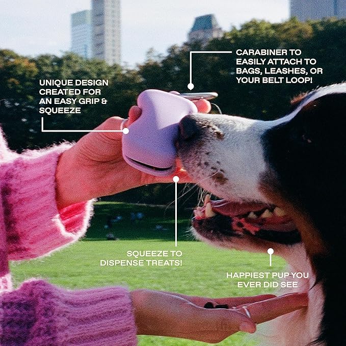 Springer Dog Treat Pouch for Effort-Free Squeeze Dispensing - Easy-fill, Food-Grade Silicone Treat Pouches for Pet Training - Includes Carabiner-Green