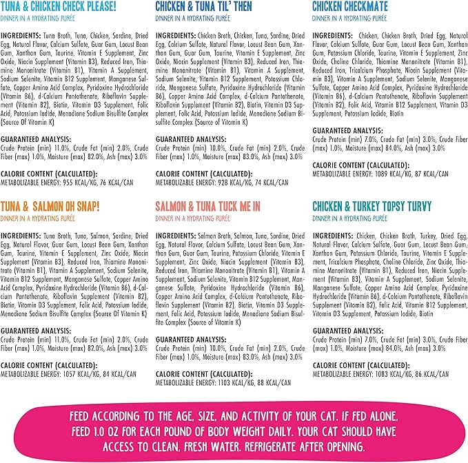 Weruva B.F.F. Play - Best Feline Friend Paté Lovers, Aw Yeah!, Swipe Right Delight Grain-Free Natural Wet Cat Food Variety Pack, 2.8oz Can (Pack of 18)