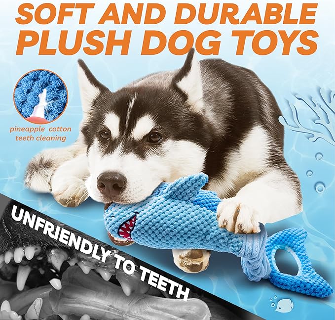 LEGEND SANDY Dog Toys for Aggressive Chewers, Large Dog Toys to Keep Them Busy, Interactive Squeaky Pet Toys,Crinkle Tug of War Dog Chew Toy