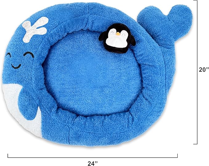 TONBO Soft Plush Small Cute and Cozy Nature Dog Cat Bed, Washer and Dryer Friendly (Whale)