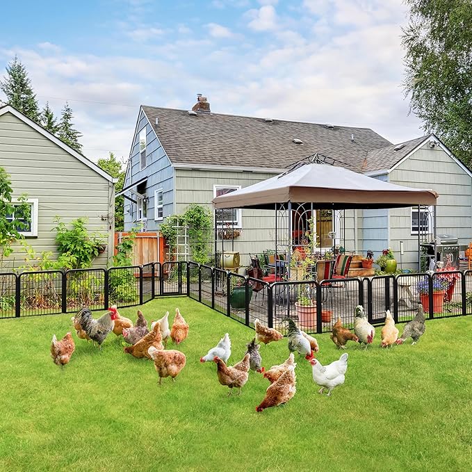 Yaheetech Dog Playpen Outdoor, 24 inch 24 Panels Dog Pen Indoor Heavy Duty Puppy Exercise Pen Metal Pet Fence for RV Camping/Yard/Garden