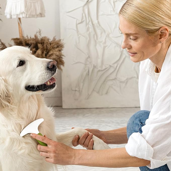 Dematting Comb for Dogs & Cats - Pet Grooming Rake for Removing Matted Hair from Under Coat, Shedding Control Tool - Non-Scratch Detangler & Undercoat Fur Remover - Ebook Guide